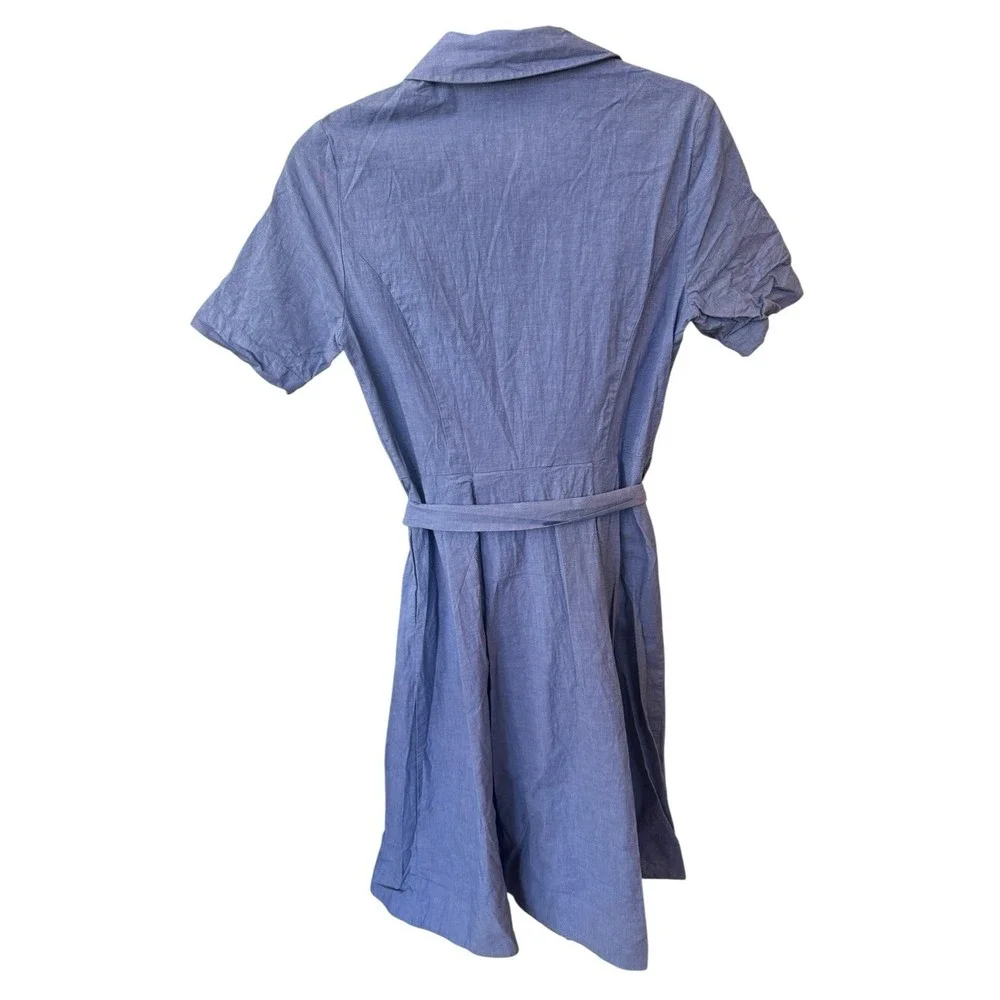 Boden Anastasia Blue Tie Shirt Dress Women's Size 10r Nautical Cotton Stretch‎ - Picture 3 of 7